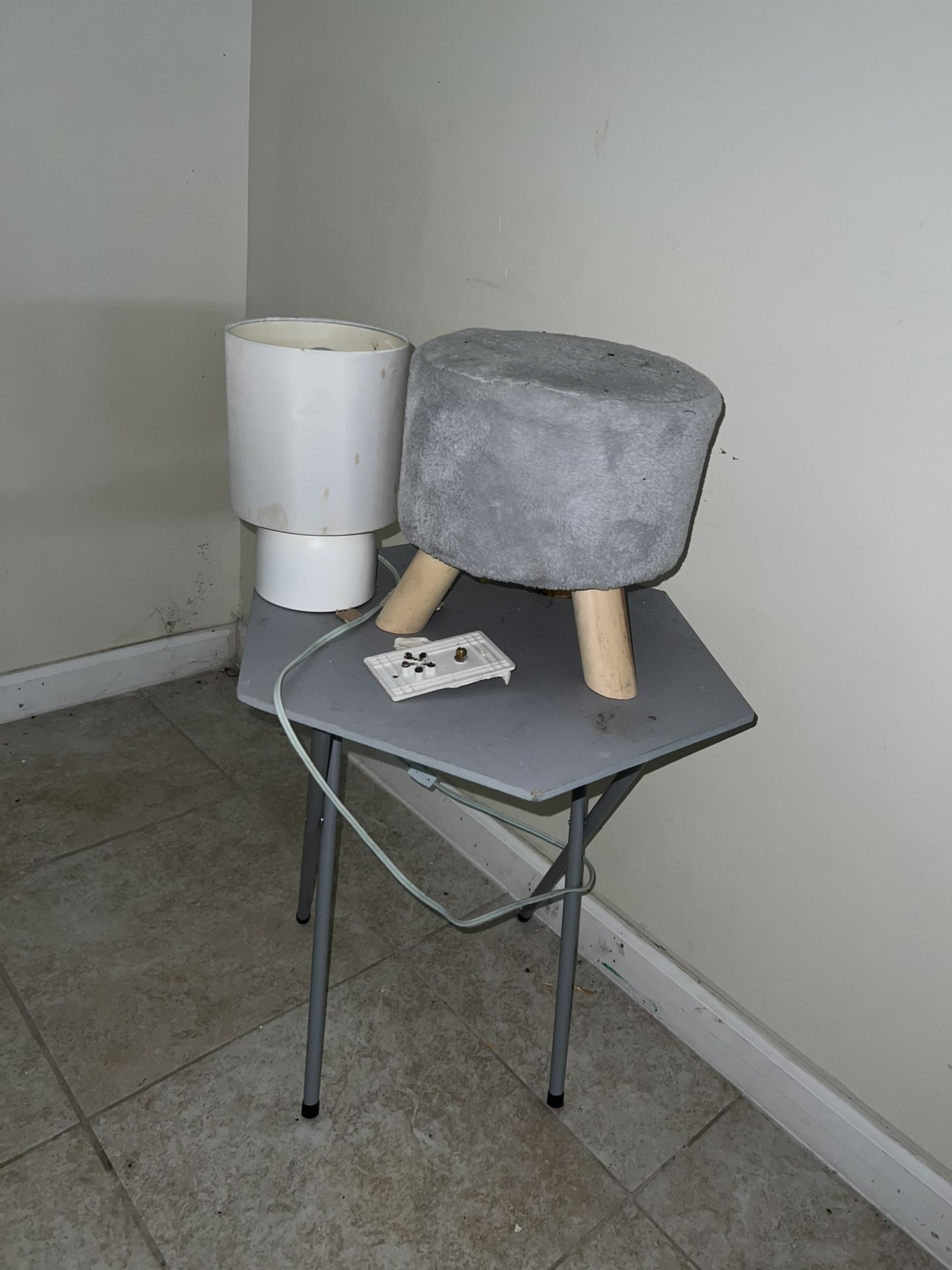 Small Gray Folding Table with Stool – Compact & Sturdy (Great for Small Spaces)