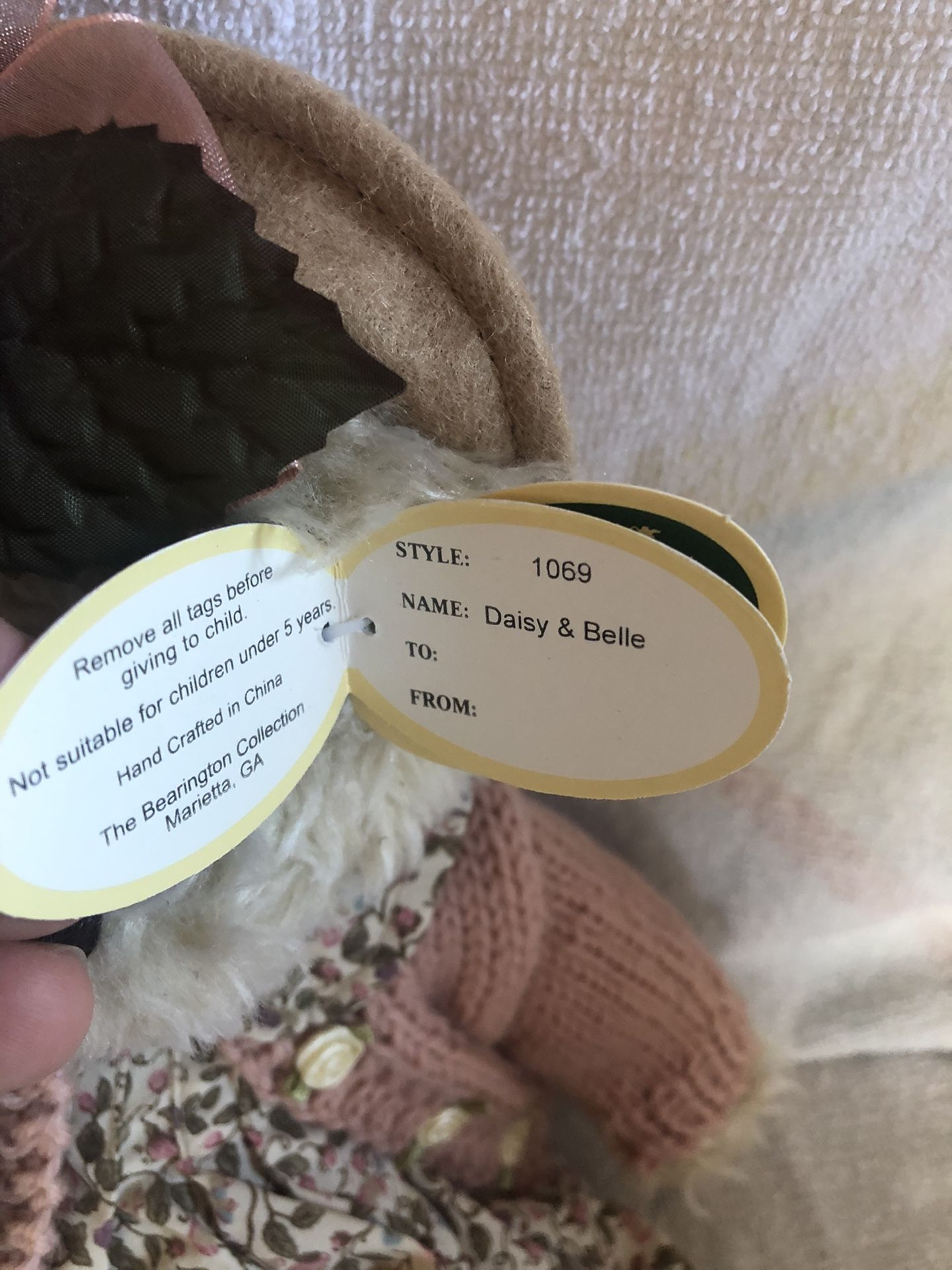 Collectible Bearington Bears Handcrafted Daisy and Belle # 1069 plush Teddy Bear