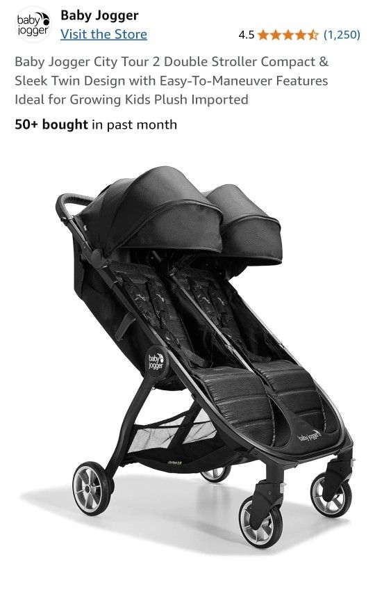 Double Stroller Compact & Sleek Twin Design with Easy-To-Maneuver Features Ideal for Growing Kids Plush Imported