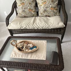 Wicker Settee And Tablet Sell