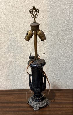 Antique Double Pull Chain Socket Lamp - 25” Tall