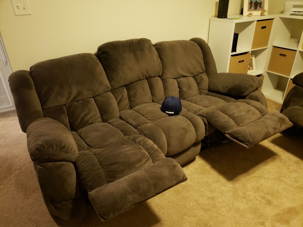 Recliner couch and loveseat
