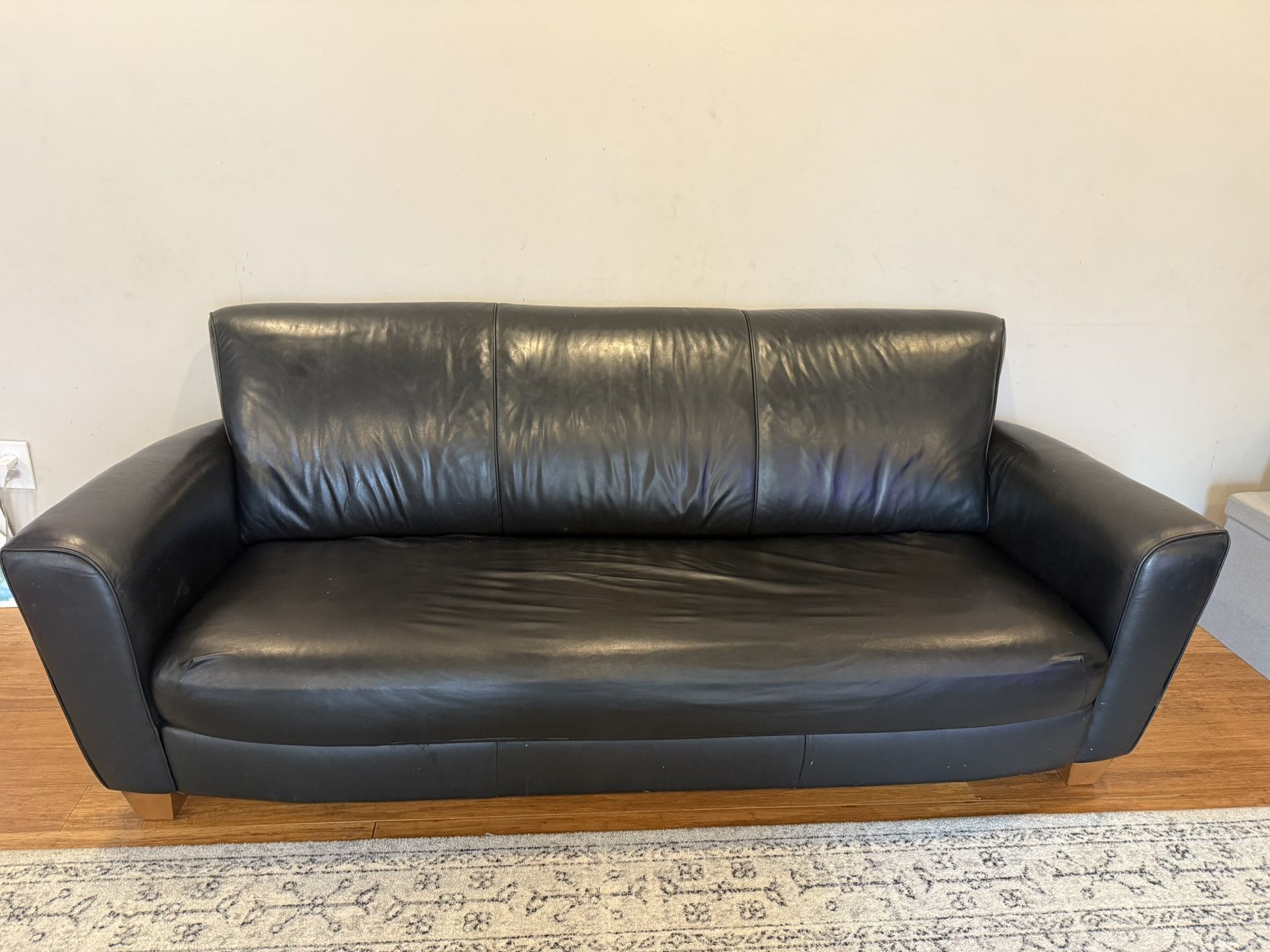 Natuzzi Leather Couch - Black