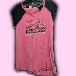 Pink And Black Fun Graphic Pajama Shirt 