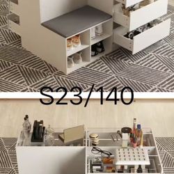 S23🔥White 9-Drawers 47.2 in. Width Bedroom Dresser Jewelry Armoire Makeup Island with Glass Top and Shoe Bench, Shoe Storage$140