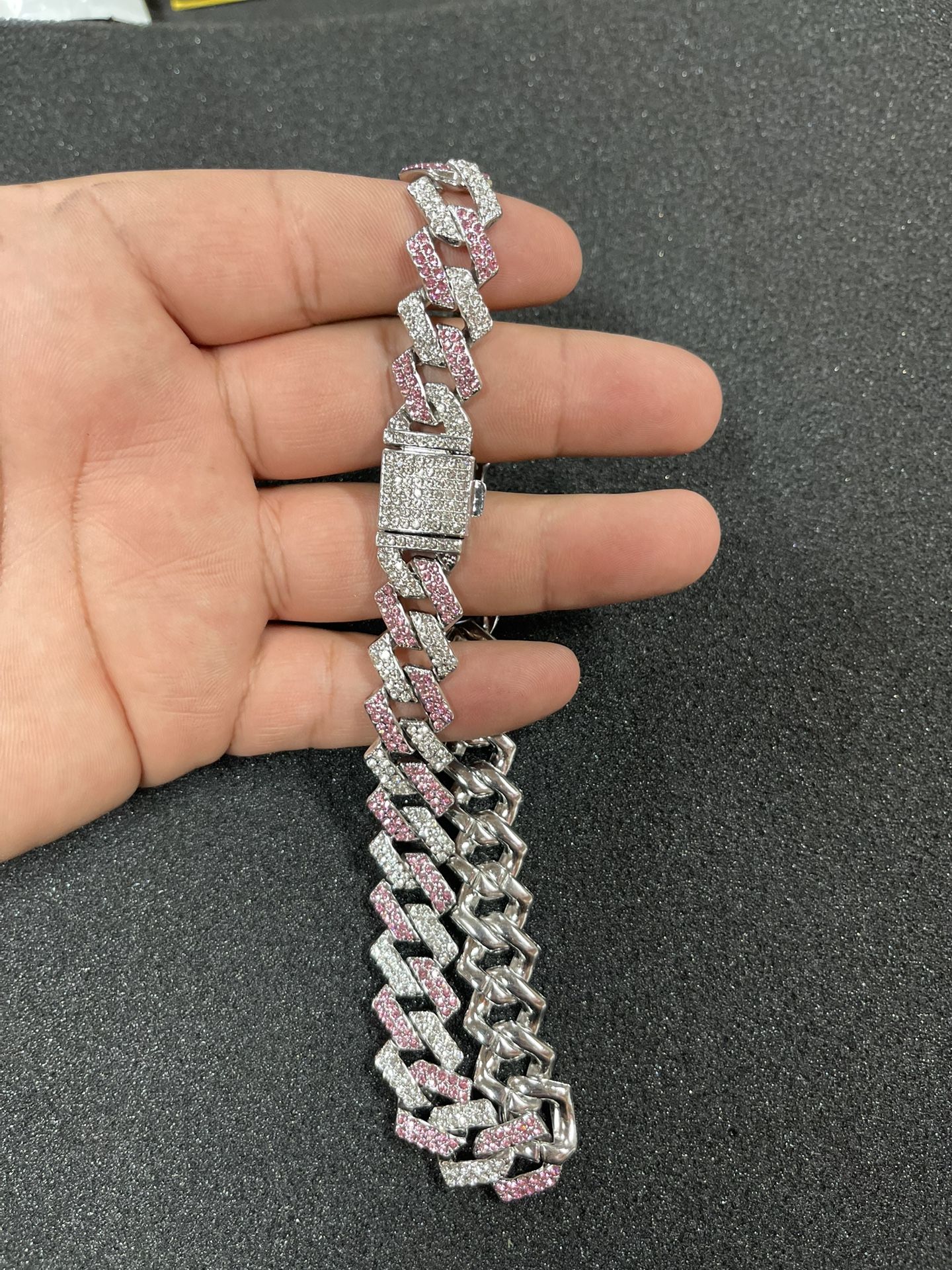 Pink & Sliver Chain Dog Collar, 14 inches