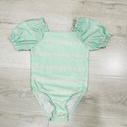 3T Girls Toddler Teal Floral Swimwear Bathing Suit 1 Piece with Buttonsl