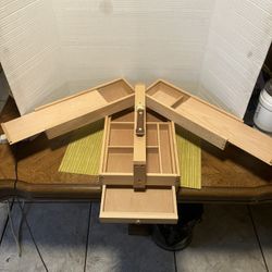 Wooden Multi-Function Artist Tool and Brush Storage Box - Beechwood-$40 CASH