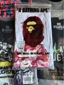 BAPE Pink Camo Ape Head T-Shirt White | Size XL | New With Tags