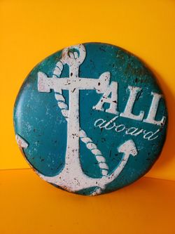 New Metal Sign Vintage Nautical Decor ANCHOR ALL ABOARD 