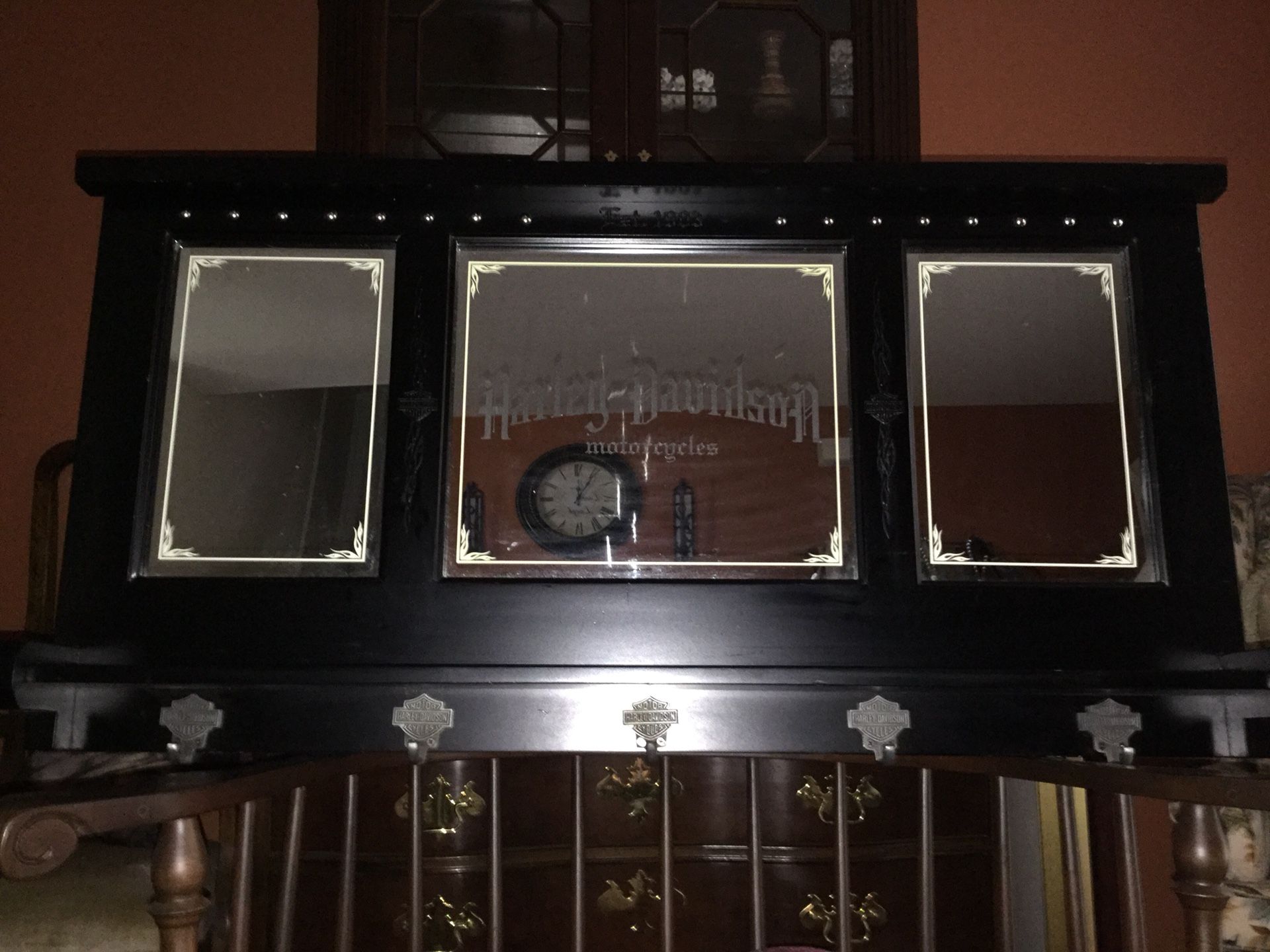 Harley Davidson mirror coat rack