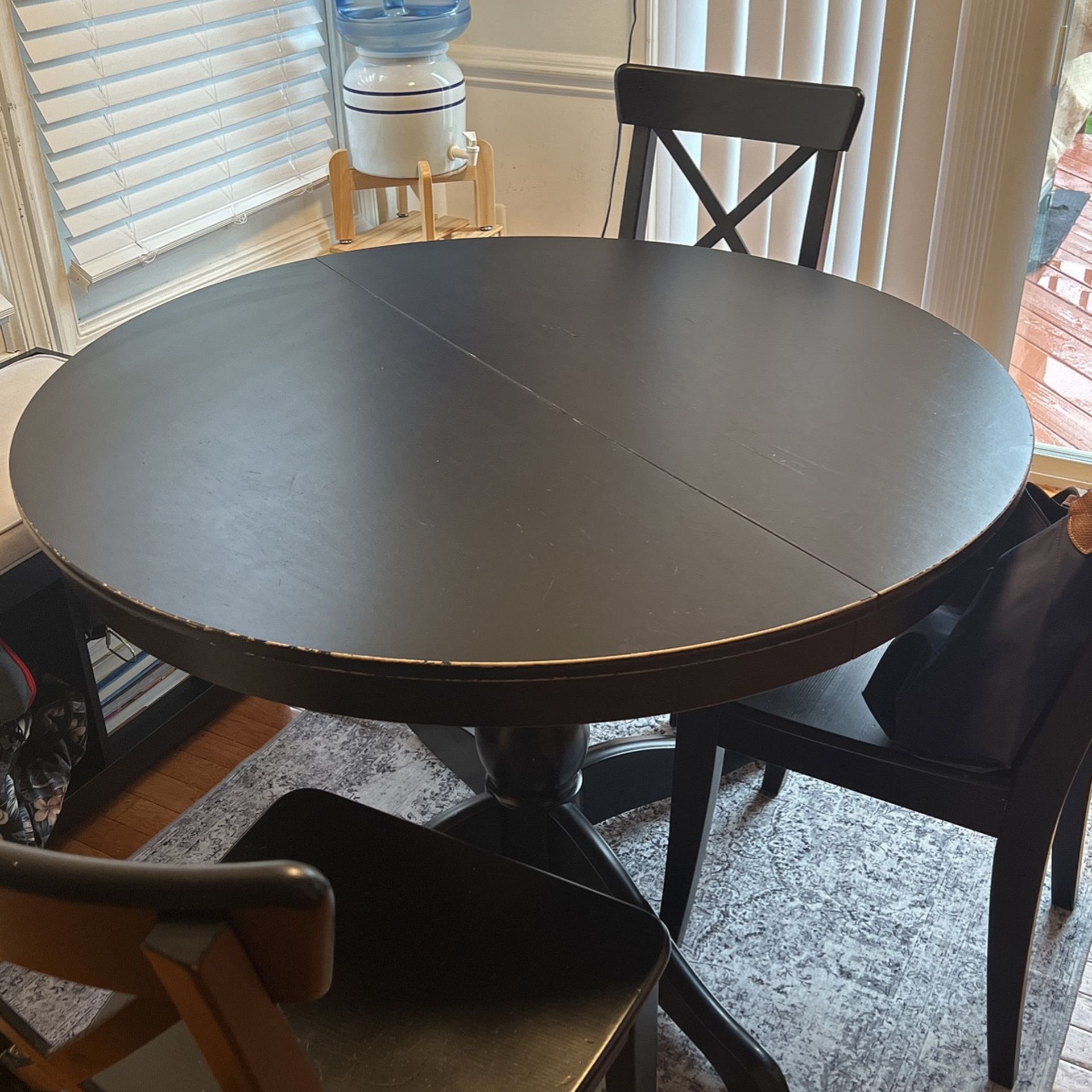 Table With Built-in Leaf and Chairs