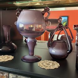 Purple Glass Set Decorations ,Vases