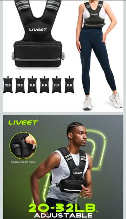 Adjustable Weighted Vest for Women Men, 4-10lb 11-20lb 20-32lb Weight Vest with 6 Ironsand Bags, Running Vest with Reflective Strips Adjustable Buckle