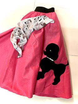 Pink 50s Poodle Skirt with Scarf costume