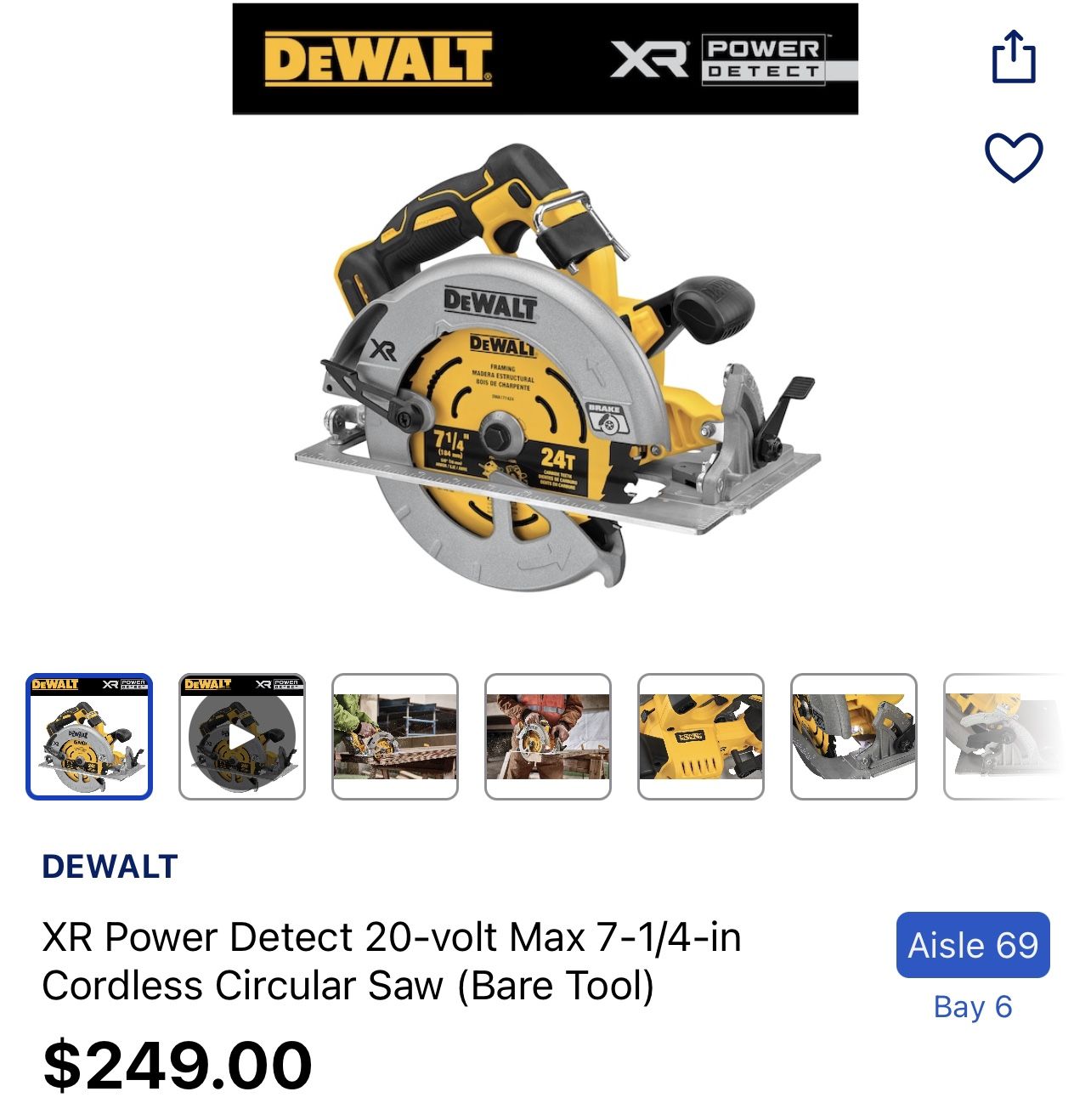 Tool only- Dewalt DCS574B 7-1/4 circular saw