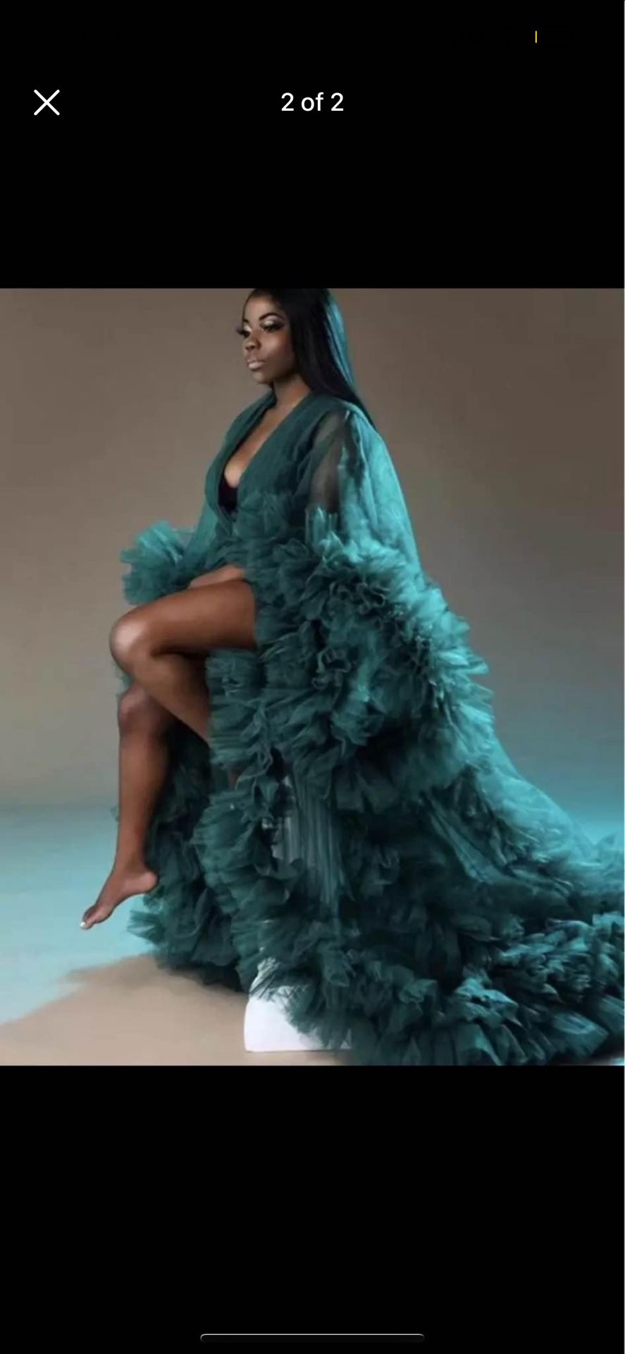 Green Long Tulle Maternity Robes Sexy Sheer Long Ruffled Pleated