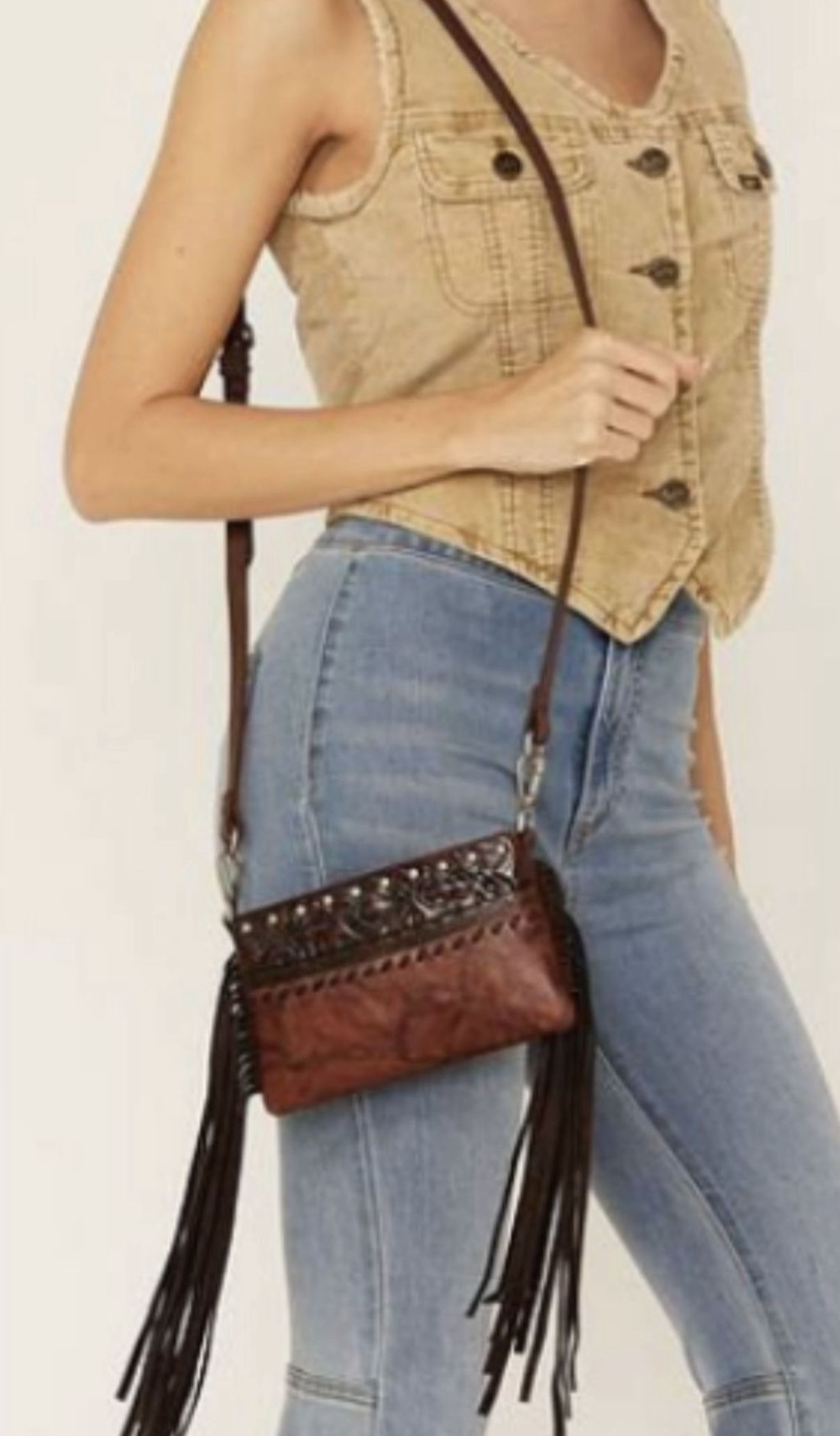Leather Bag Wallet Fringe