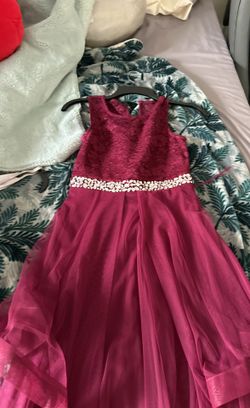 burgundy bejweled girls dress