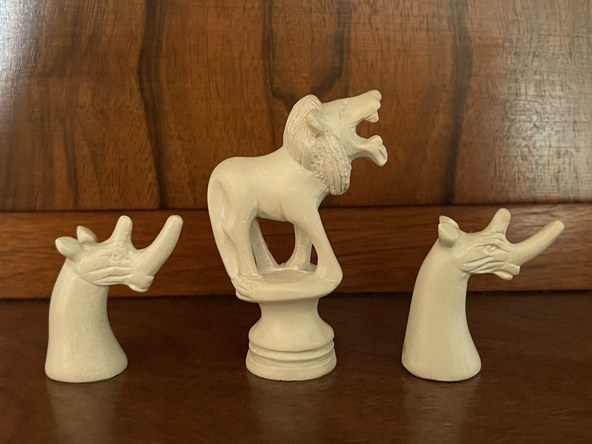 3 Hand Carved African Soap Stone Chess Pieces