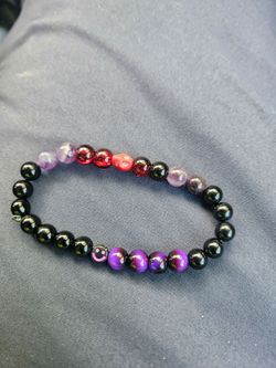 Beaded Stretch Bracelet with Smiley Face Charm