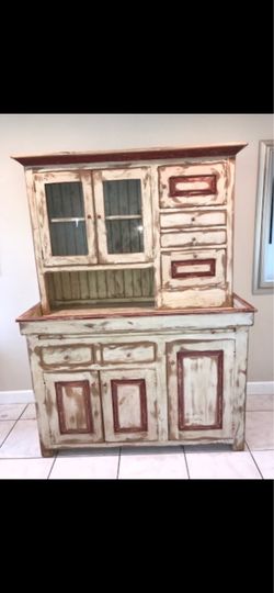 Rustic Barnwood Kitchen Hutch / Buffet Cabinet – Solid Wood – $100