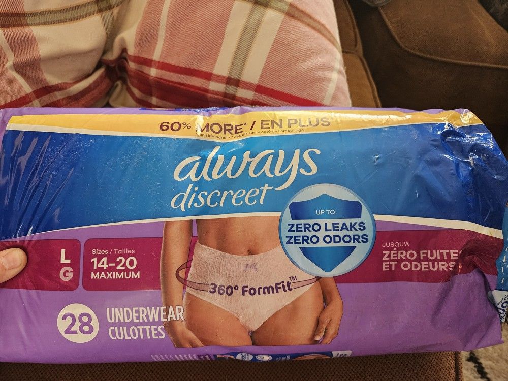 Always Discreet Size L Womens Briefs Opened Pack