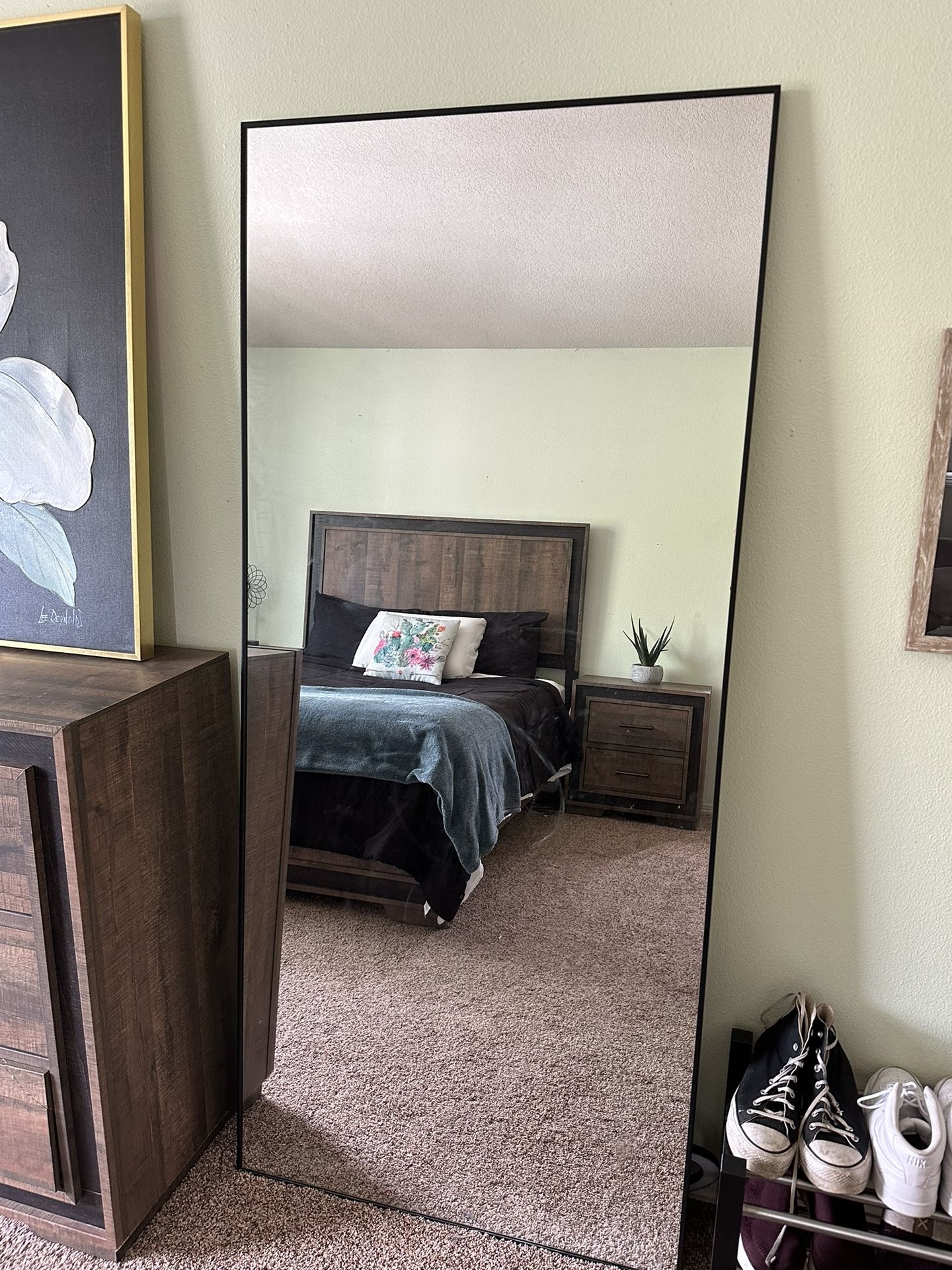 Large Mirror- Black Frame- 5’ 9” X 2” 8”