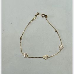 10K  Solid Gold Bracelet For Wedding 7.5 Inches Long 