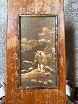 Vintage Asian Art Print Framed Bamboo Style Chinese Japanese Figure Wall Decor
