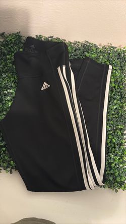 Adidas Black Three-Stripe Leggings Size M