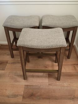 3 Brand New Saddle Bar Stools
