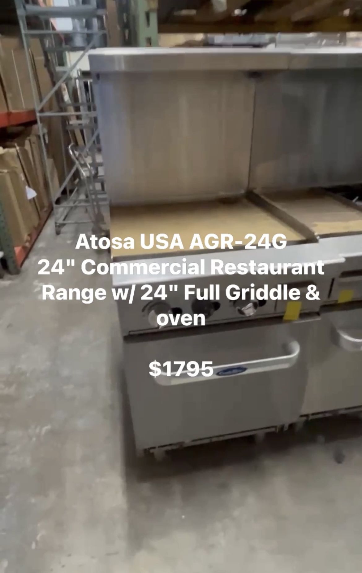 🔥Atosa USA AGR-24G 24" Commercial Restaurant Range w/ 24" Full Griddle & oven🔥