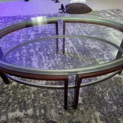 Glass Coffe Table Silver Accents Wood