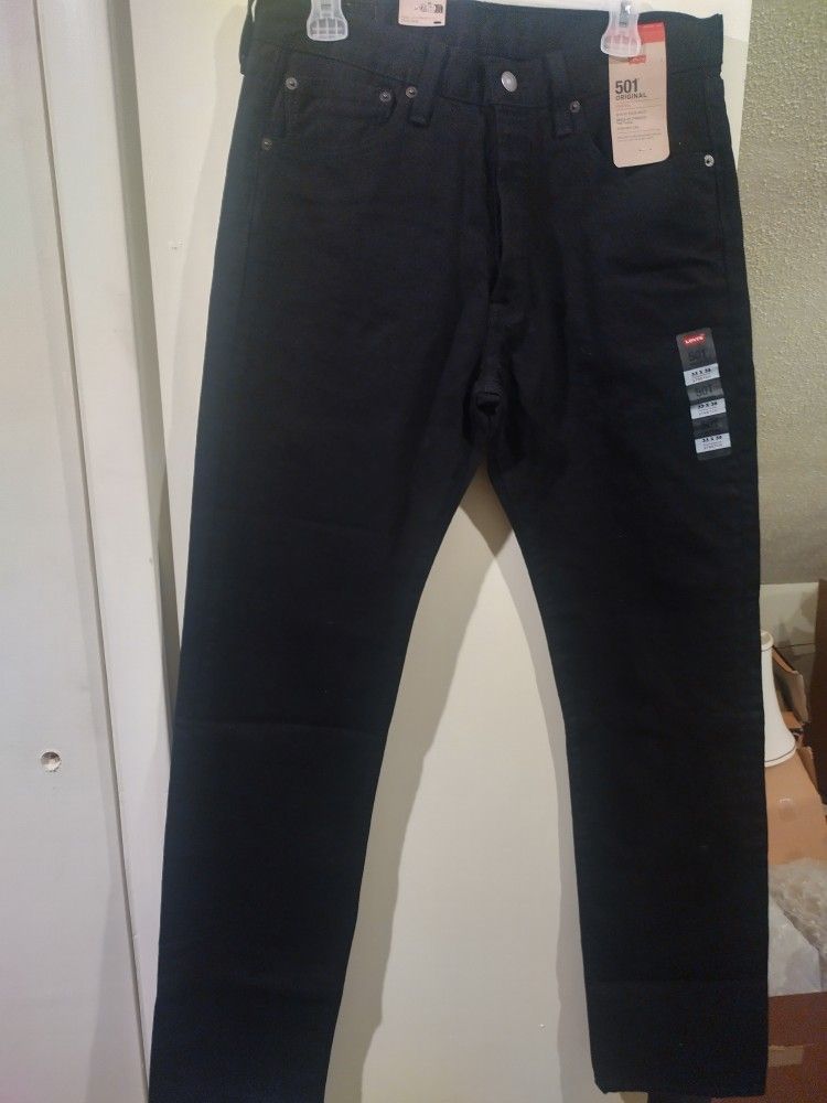 Levis 501 Mens Size 36 Straight Leg Jeans Cotton Color Denim 5-pocket Black CHOP