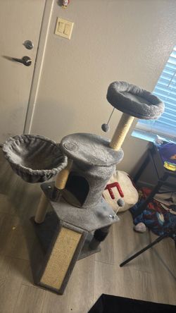 Gray Multi-Level Cat Tree Tower