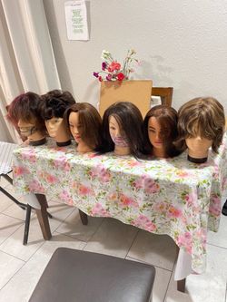 Cosmetology Mannequin Heads with Hair – Set of 6
