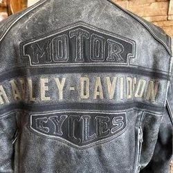 Harley Davidson Men’s Size M Genuine Riding Motorcycle PASSING LINK Distressed Black Leather Jacket