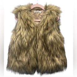 TWO matching Girls Fur Vests 