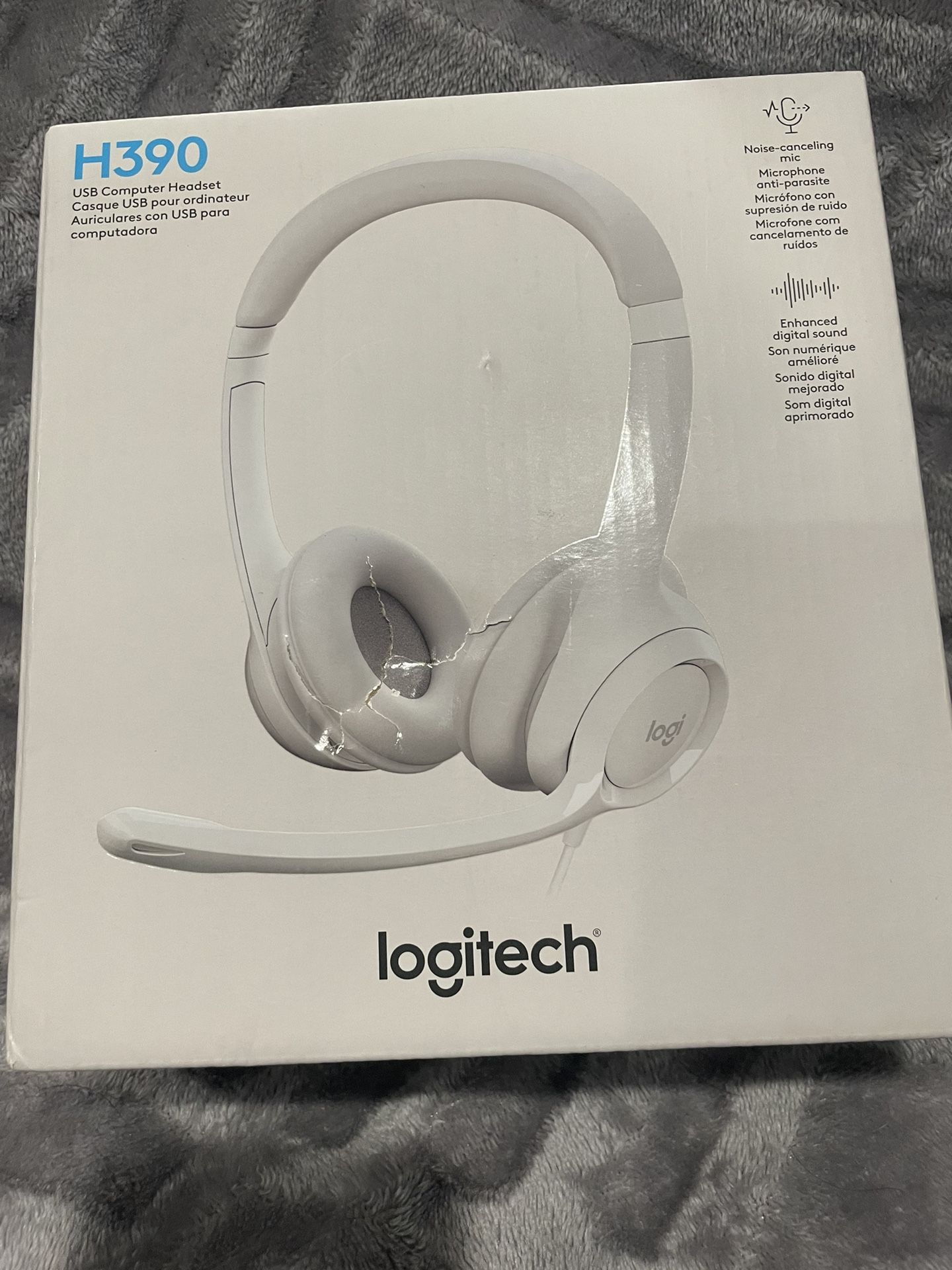 New And Seal-Logitech H390 Wired Headset for PC/Laptop, Stereo Headphones with Noise Cancelling Microphone, USB-A, in-Line Controls for Video Meetings