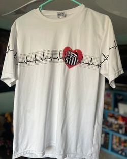 Brazil Santos FC T-Shirt Paixao Santista SFC Heartbeat T-Shirt Men's Size L