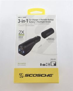 Scosche GoBat 2600 mAh 3-in-1 Power Bank With Emergency Flashlight Black PBC7