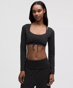 Lululemon Nulu Mesh-Back Tie-Front Cropped Cardigan