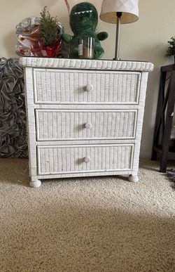White wicker dresser
