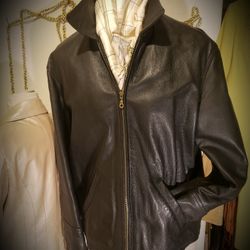Mens LARGE Heavy Leather Jacket See Description Made In U.K.
