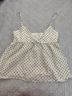 White Polka Dot Spaghetti Strap Tank Top John Galt