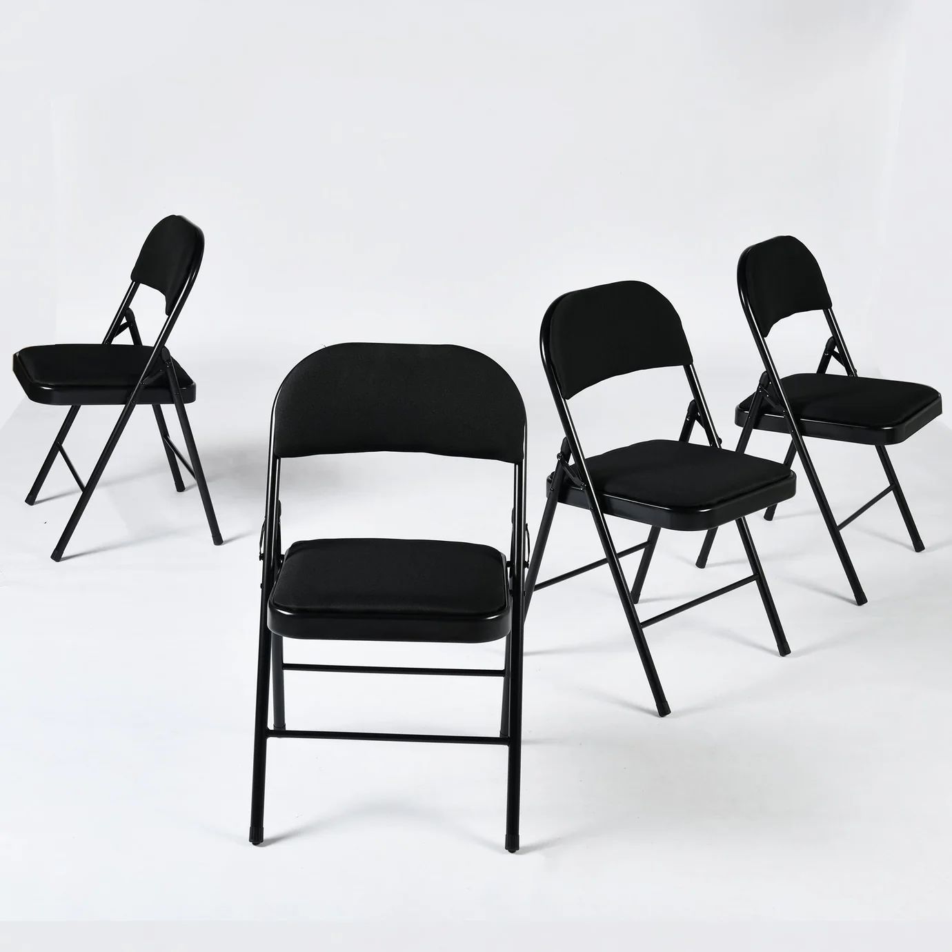 Fair Black Metal Folding Dining Chair Set (4 pcs) – Free Shipping | by HomyCasa