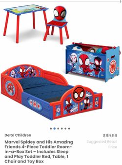 Room in a box/ Spidey Room/ Kids/ Toys/ furniture/ bed/ toy organizer/ table/ Spidey/ New