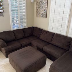 Brown Sectional +  Ottoman 