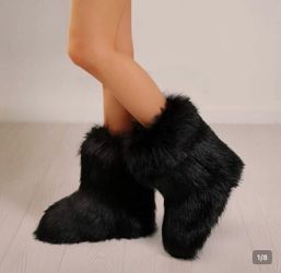 Black furry boots
